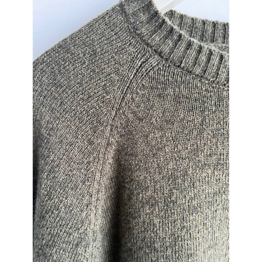 J. Crew Mens XL‎ Olive Green Lambswool Blend Raglan Crewneck Sweater Re-Imagined